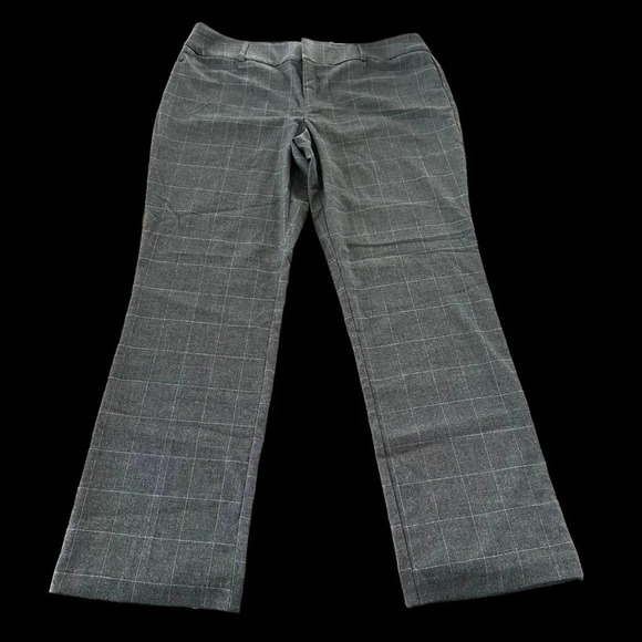 NWT Apt 9 Womens 16 Gray Window Pane Bootcut Pants Mid Rise Magic Waistband New - Picture 1 of 7